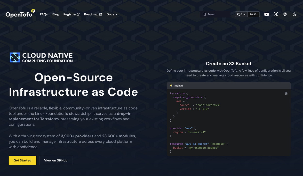 Every AWS resource type declared in OpenTofu and stored in Git